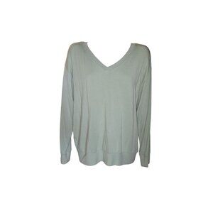 Magaschoni Sage Green Modal Blend V-Neck Long Sleeve Pullover Sweater L